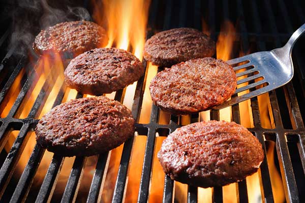 burgers on grill