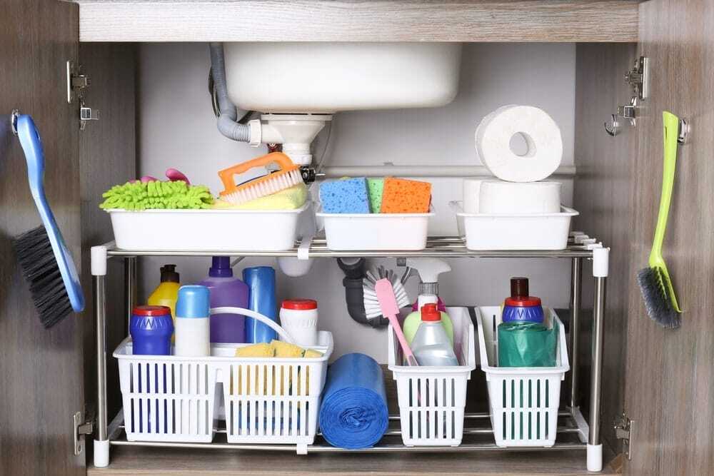 How should I store my cleaning supplies