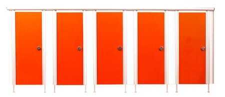 Orange toilet stalls